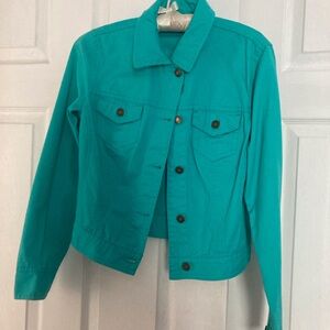 New-Teal and Coral Women's Jean Jackets 100% Cotton ☁️